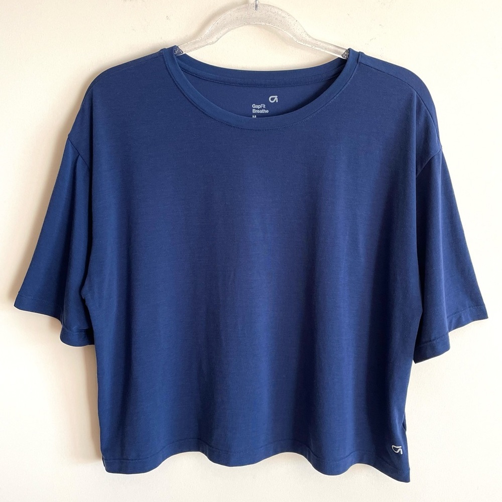 GAP GapFit Breathe Cropped T-Shirt Athletic Wear Elysian Blue